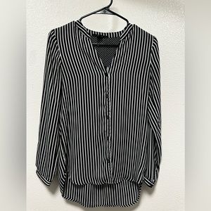Small black and white striped thin button down blouse